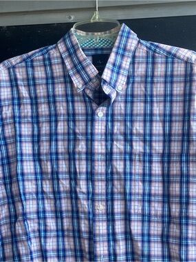 Tailorbyrd Plaid Button-Down Shirt in Blue and Pink